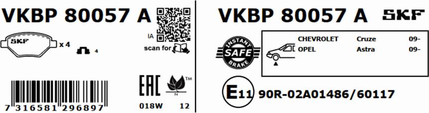 SKF VKBP 80057 A - Komplet Pločica, disk-kočnica www.molydon.hr