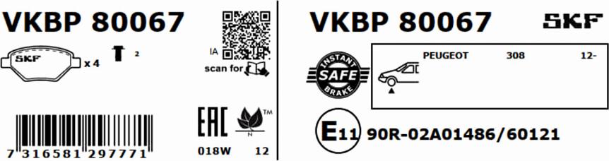 SKF VKBP 80067 - Komplet Pločica, disk-kočnica www.molydon.hr