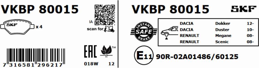 SKF VKBP 80015 - Komplet Pločica, disk-kočnica www.molydon.hr