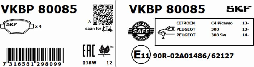 SKF VKBP 80085 - Komplet Pločica, disk-kočnica www.molydon.hr