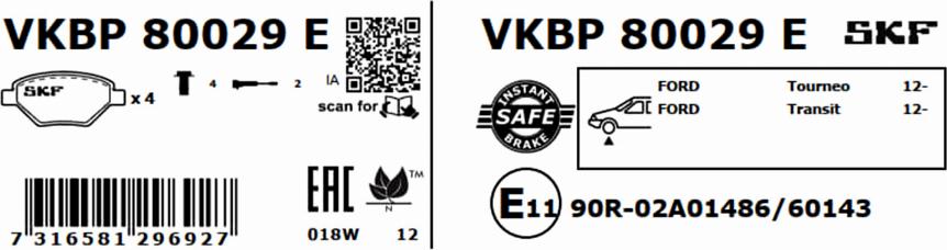 SKF VKBP 80029 E - Komplet Pločica, disk-kočnica www.molydon.hr