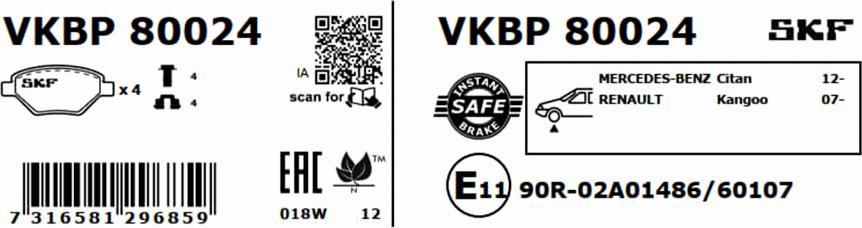 SKF VKBP 80024 - Komplet Pločica, disk-kočnica www.molydon.hr