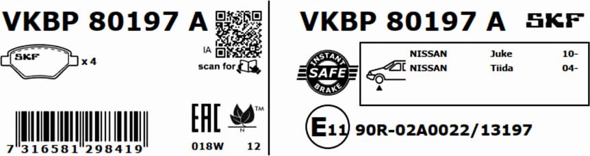 SKF VKBP 80197 A - Komplet Pločica, disk-kočnica www.molydon.hr