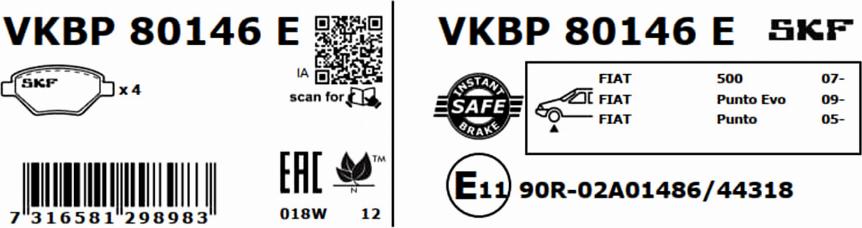 SKF VKBP 80146 E - Komplet Pločica, disk-kočnica www.molydon.hr