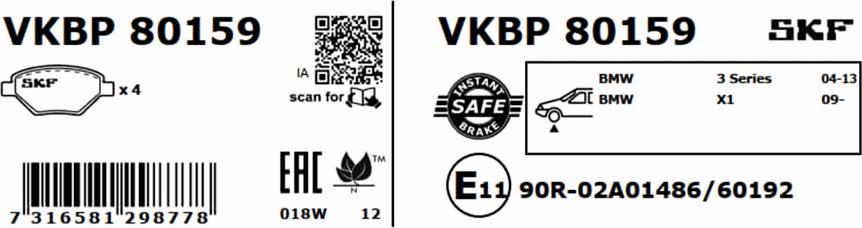 SKF VKBP 80159 - Komplet Pločica, disk-kočnica www.molydon.hr