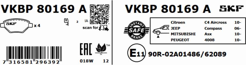 SKF VKBP 80169 A - Komplet Pločica, disk-kočnica www.molydon.hr