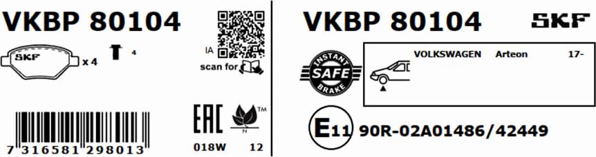 SKF VKBP 80104 - Komplet Pločica, disk-kočnica www.molydon.hr