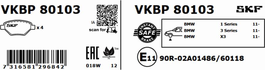 SKF VKBP 80103 - Komplet Pločica, disk-kočnica www.molydon.hr