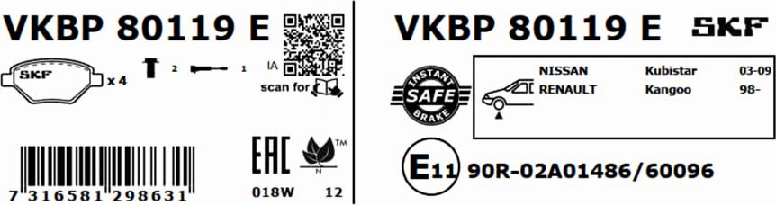 SKF VKBP 80119 E - Komplet Pločica, disk-kočnica www.molydon.hr