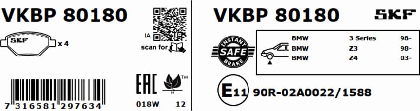 SKF VKBP 80180 - Komplet Pločica, disk-kočnica www.molydon.hr