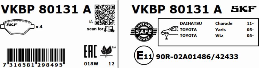 SKF VKBP 80131 A - Komplet Pločica, disk-kočnica www.molydon.hr