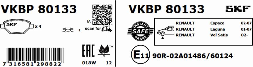 SKF VKBP 80133 - Komplet Pločica, disk-kočnica www.molydon.hr