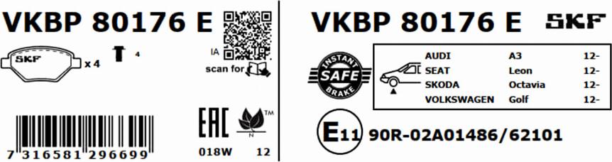 SKF VKBP 80176 E - Komplet Pločica, disk-kočnica www.molydon.hr