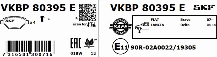 SKF VKBP 80395 E - Komplet Pločica, disk-kočnica www.molydon.hr