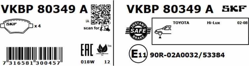 SKF VKBP 80349 A - Komplet Pločica, disk-kočnica www.molydon.hr