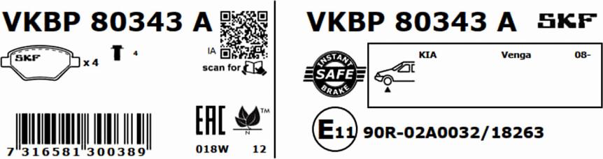 SKF VKBP 80343 A - Komplet Pločica, disk-kočnica www.molydon.hr