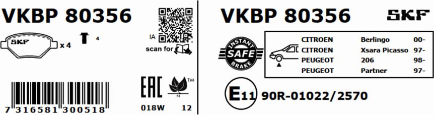 SKF VKBP 80356 - Komplet Pločica, disk-kočnica www.molydon.hr