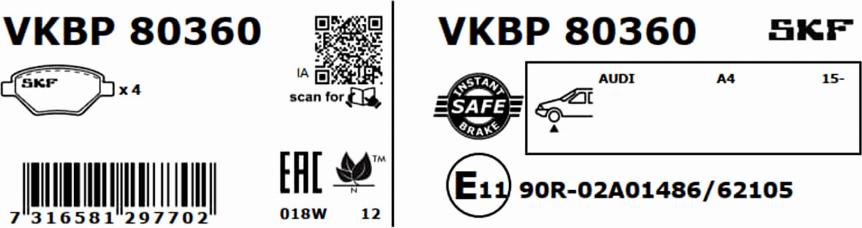 SKF VKBP 80360 - Komplet Pločica, disk-kočnica www.molydon.hr