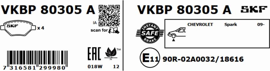 SKF VKBP 80305 A - Komplet Pločica, disk-kočnica www.molydon.hr