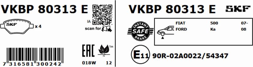 SKF VKBP 80313 E - Komplet Pločica, disk-kočnica www.molydon.hr