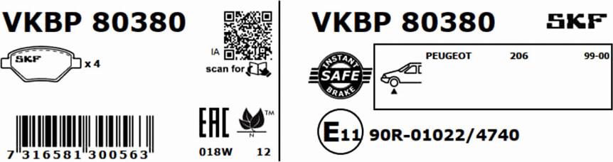 SKF VKBP 80380 - Komplet Pločica, disk-kočnica www.molydon.hr