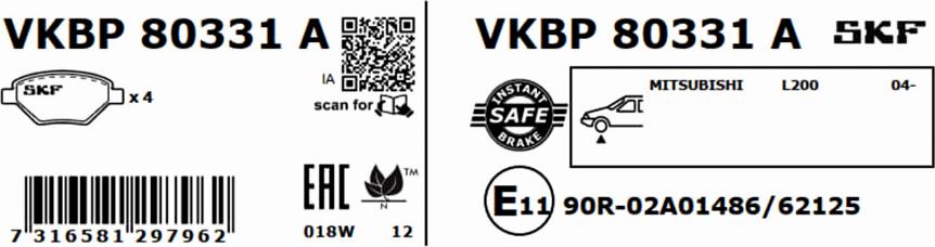 SKF VKBP 80331 A - Komplet Pločica, disk-kočnica www.molydon.hr