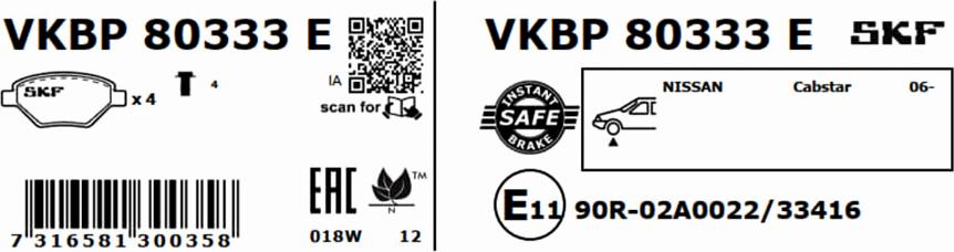 SKF VKBP 80333 E - Komplet Pločica, disk-kočnica www.molydon.hr