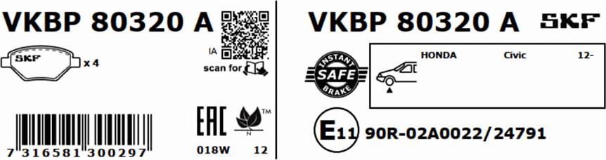 SKF VKBP 80320 A - Komplet Pločica, disk-kočnica www.molydon.hr