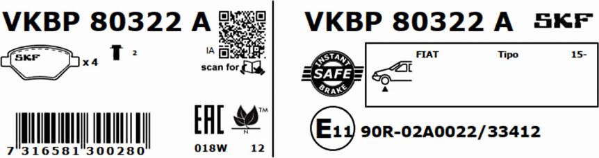 SKF VKBP 80322 A - Komplet Pločica, disk-kočnica www.molydon.hr