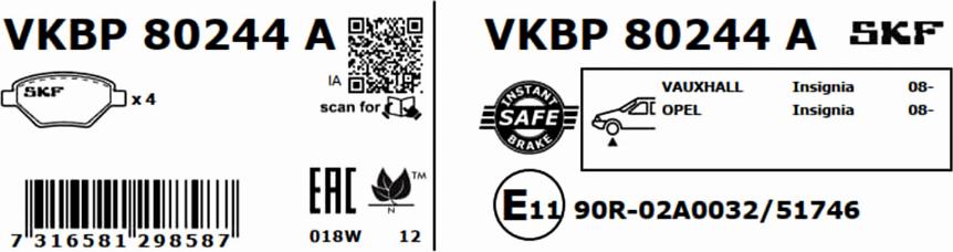 SKF VKBP 80244 A - Komplet Pločica, disk-kočnica www.molydon.hr