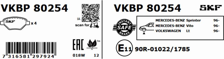 SKF VKBP 80254 - Komplet Pločica, disk-kočnica www.molydon.hr