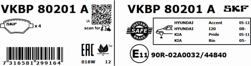 SKF VKBP 80201 A - Komplet Pločica, disk-kočnica www.molydon.hr