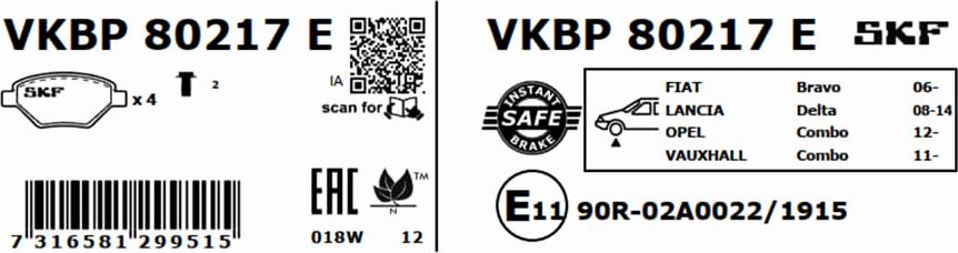 SKF VKBP 80217 E - Komplet Pločica, disk-kočnica www.molydon.hr