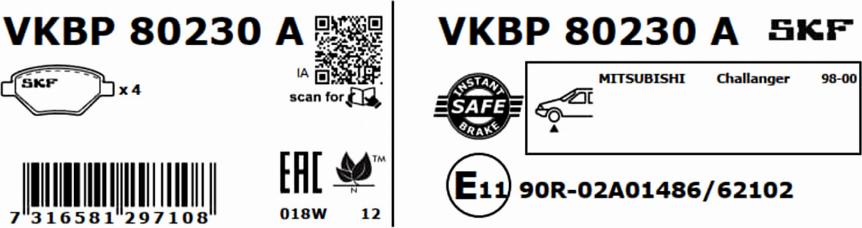 SKF VKBP 80230 A - Komplet Pločica, disk-kočnica www.molydon.hr