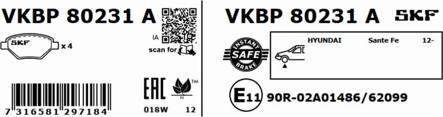 SKF VKBP 80231 A - Komplet Pločica, disk-kočnica www.molydon.hr