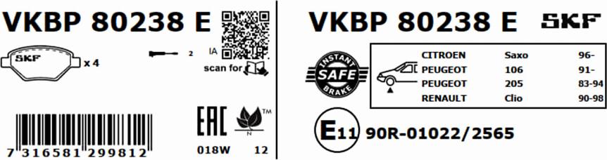 SKF VKBP 80238 E - Komplet Pločica, disk-kočnica www.molydon.hr