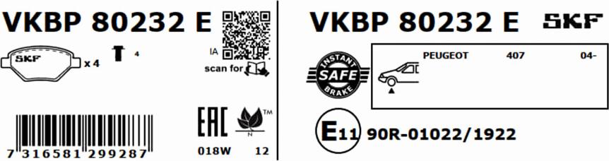 SKF VKBP 80232 E - Komplet Pločica, disk-kočnica www.molydon.hr