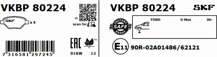 SKF VKBP 80224 - Komplet Pločica, disk-kočnica www.molydon.hr