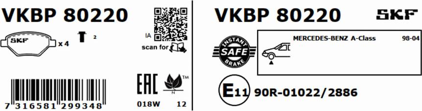 SKF VKBP 80220 - Komplet Pločica, disk-kočnica www.molydon.hr