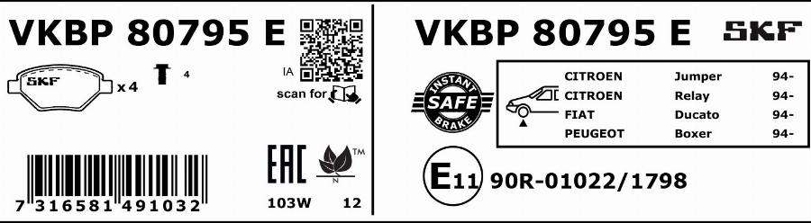 SKF VKBP 80795 E - Komplet Pločica, disk-kočnica www.molydon.hr