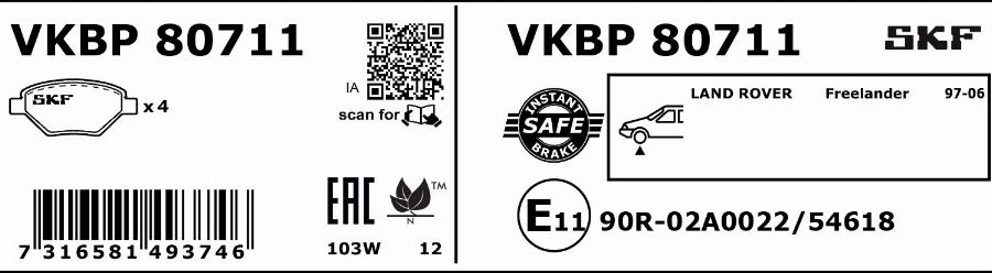 SKF VKBP 80711 - Komplet Pločica, disk-kočnica www.molydon.hr