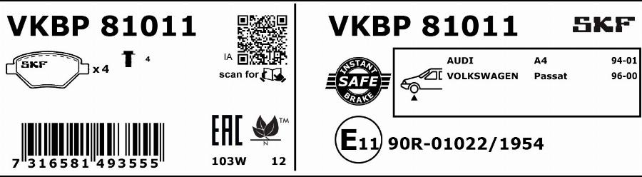 SKF VKBP 81011 - Komplet Pločica, disk-kočnica www.molydon.hr