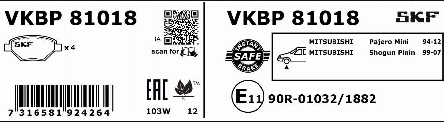 SKF VKBP 81018 - Komplet Pločica, disk-kočnica www.molydon.hr