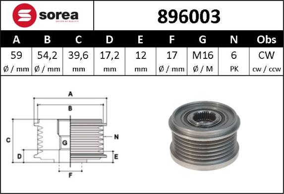 SNRA 896003 - Remenica, alternator www.molydon.hr