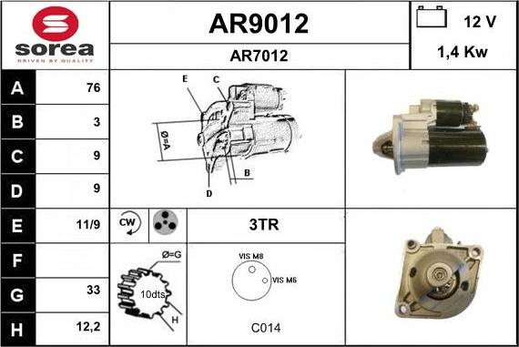 SNRA AR9012 - Starter www.molydon.hr