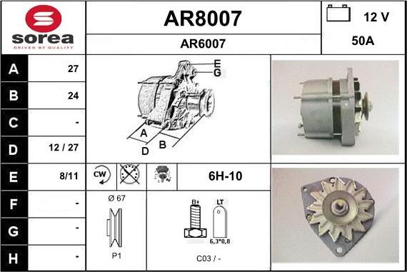 SNRA AR8007 - Alternator www.molydon.hr