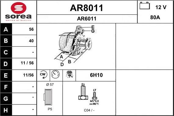 SNRA AR8011 - Alternator www.molydon.hr