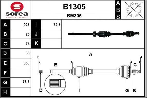 SNRA B1305 - Pogonska osovina www.molydon.hr