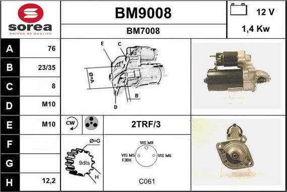 SNRA BM9008 - Starter www.molydon.hr