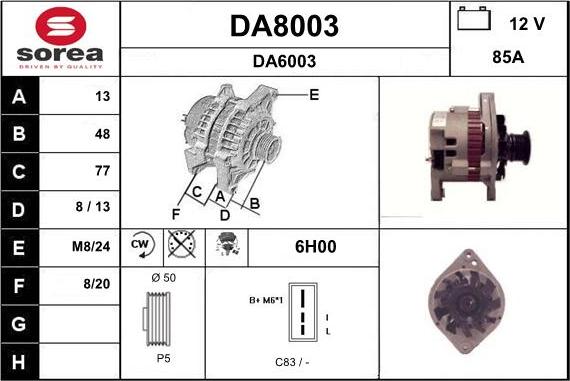 SNRA DA8003 - Alternator www.molydon.hr